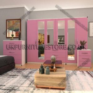 6 Door Wardrobe Set With 4 Mirrors And 3 Bottom Drawer - Image 6