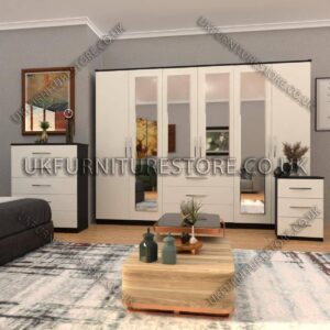 6 Door Wardrobe Set With 4 Mirrors And 3 Bottom Drawer - Image 5