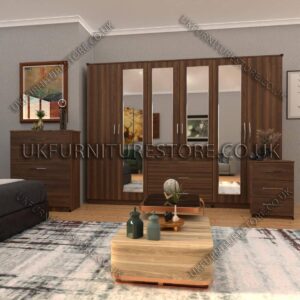 6 Door Wardrobe Set With 4 Mirrors And 3 Bottom Drawer - Image 8