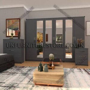 6 Door Wardrobe Set With 4 Mirrors And 3 Bottom Drawer - Image 10