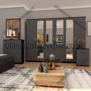 6 Door Wardrobe Set With 4 Mirrors And 3 Bottom Drawer - Image 7