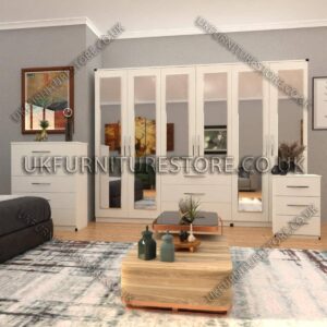 6 Door Wardrobe Set With 6 Mirrors And 3 Bottom Drawer - Image 13