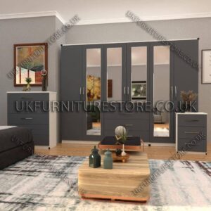 6 Door Wardrobe Set With 4 Mirrors And 3 Bottom Drawer - Image 4