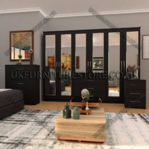 6 Door Wardrobe Set With 6 Mirrors And 3 Bottom Drawer