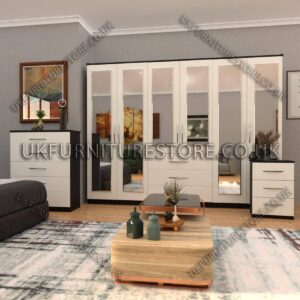 6 Door Wardrobe Set With 6 Mirrors And 3 Bottom Drawer