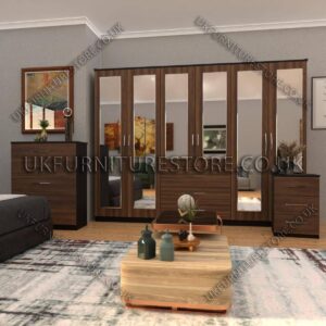 6 Door Wardrobe Set With 6 Mirrors And 3 Bottom Drawer