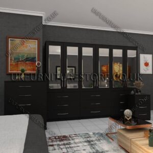 6 Door Wardrobe Set With 4 Mirrors And 9 Bottom Drawer