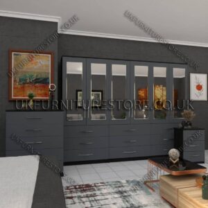 6 Door Wardrobe Set With 4 Mirrors And 9 Bottom Drawer