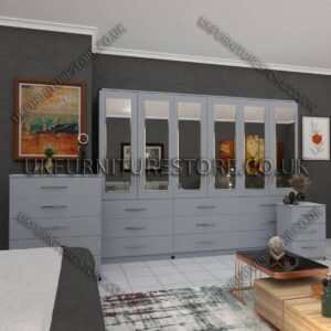 6 Door Wardrobe Set With 4 Mirrors And 9 Bottom Drawer