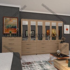 6 Door Wardrobe Set With 4 Mirrors And 9 Bottom Drawer