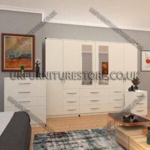 6 Door combi Wardrobe Set With 2 Mirrors