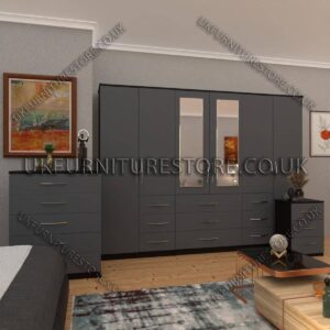 6 Door combi Wardrobe Set With 2 Mirrors