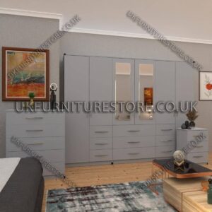 6 Door combi Wardrobe Set With 2 Mirrors