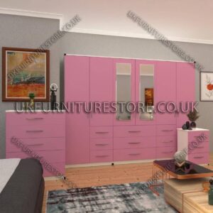 6 Door combi Wardrobe Set With 2 Mirrors