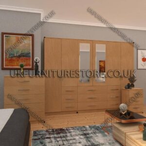 6 Door combi Wardrobe Set With 2 Mirrors