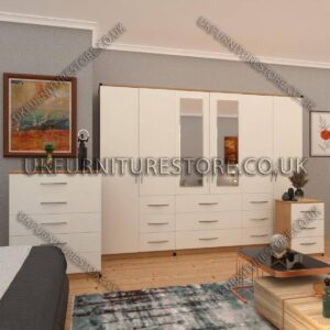 6 Door combi Wardrobe Set With 2 Mirrors