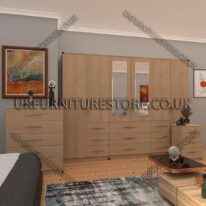 6 Door combi Wardrobe Set With 2 Mirrors