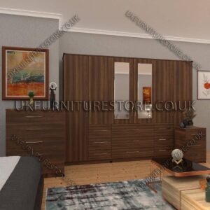 6 Door combi Wardrobe Set With 2 Mirrors