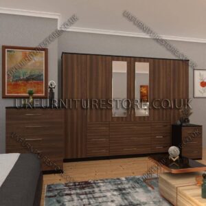 6 Door combi Wardrobe Set With 2 Mirrors