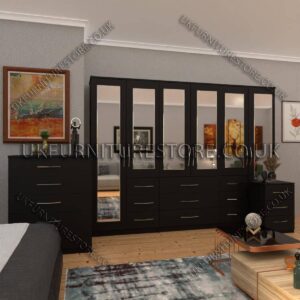 6 Door combi Wardrobe Set With 6 Mirrors