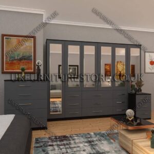 6 Door combi Wardrobe Set With 6 Mirrors