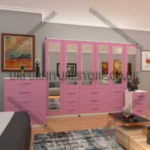 6 Door combi Wardrobe Set With 6 Mirrors