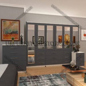 6 Door combi Wardrobe Set With 6 Mirrors