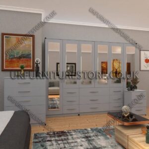 6 Door combi Wardrobe Set With 6 Mirrors