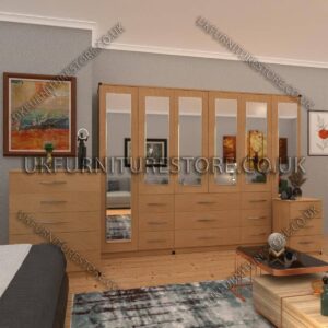 6 Door combi Wardrobe Set With 6 Mirrors