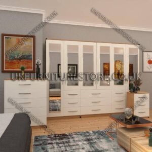 6 Door combi Wardrobe Set With 6 Mirrors