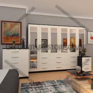 6 Door combi Wardrobe Set With 6 Mirrors